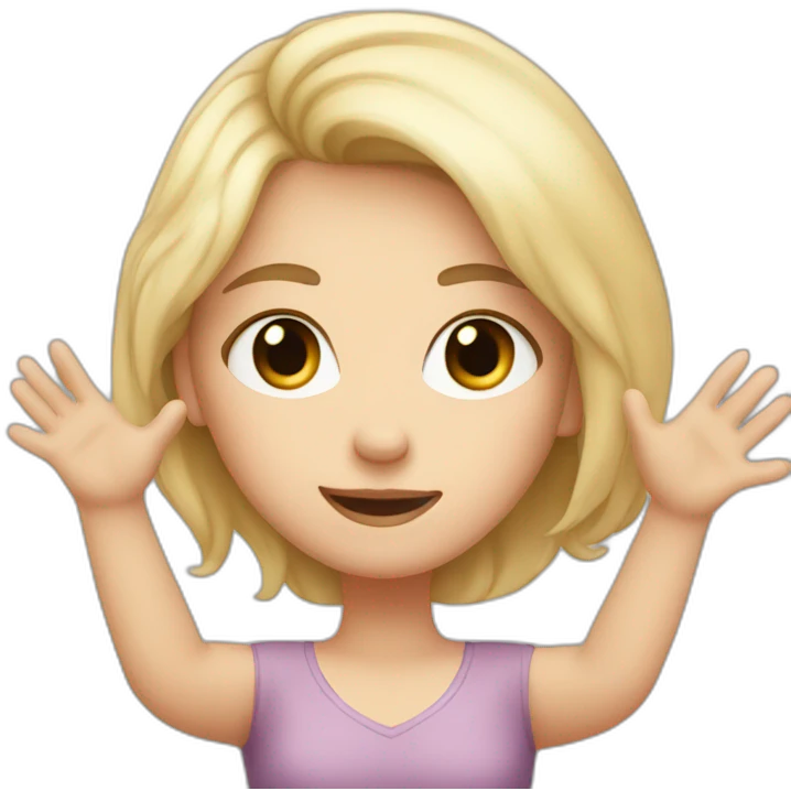 white girl puts her arms out for a hug emoji