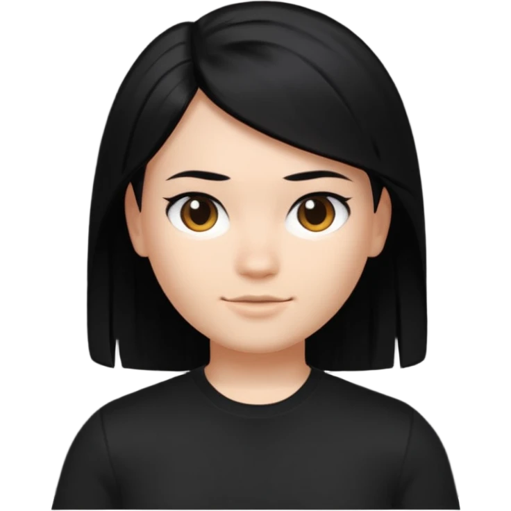 A roblox Avatar whit sleek hair and black shirt emoji