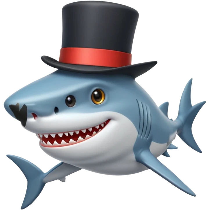 Shark with a top hat emoji