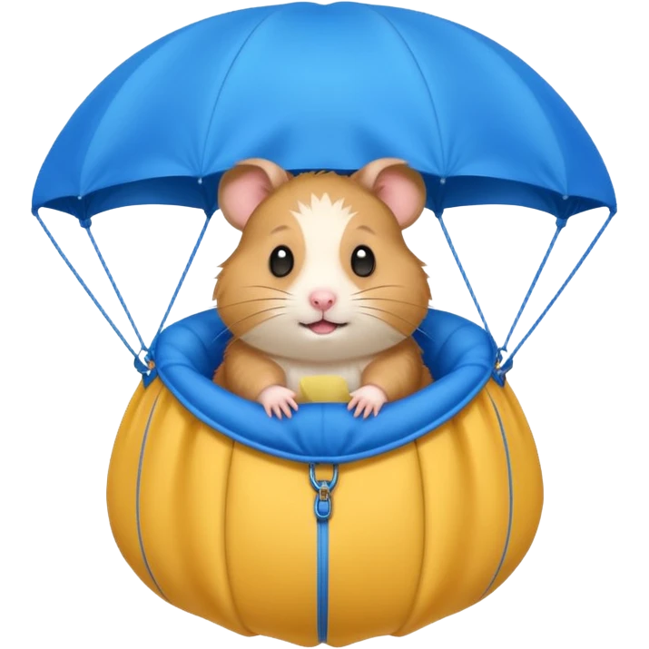 hamster riding blue parachute emoji