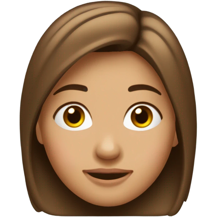Emoji mujer morenita no tan oscura, con pelo rojo no tan puro ni tan claro, ojos chocolates, hoyuelos y sonriendo  emoji