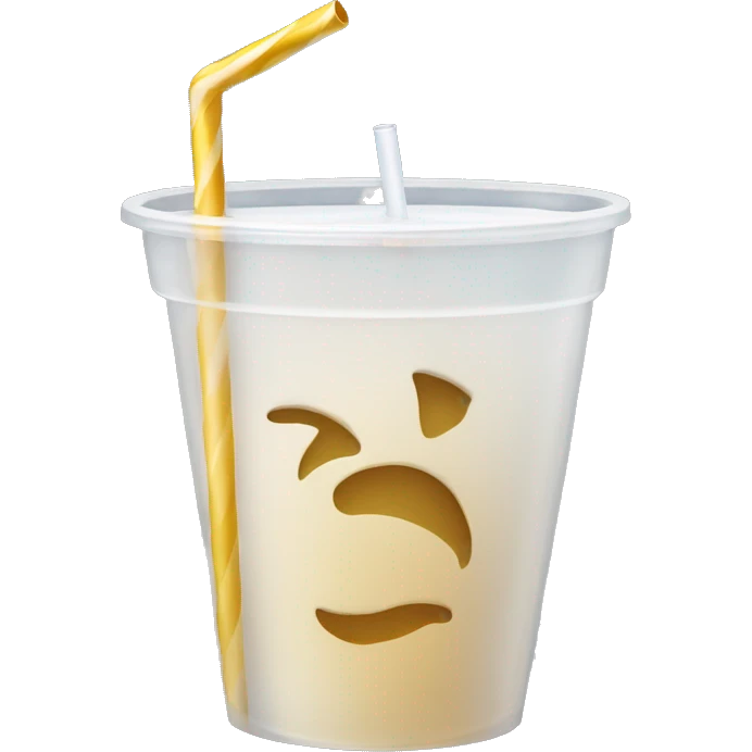 a single gold white striped straw in a see through cup emoji