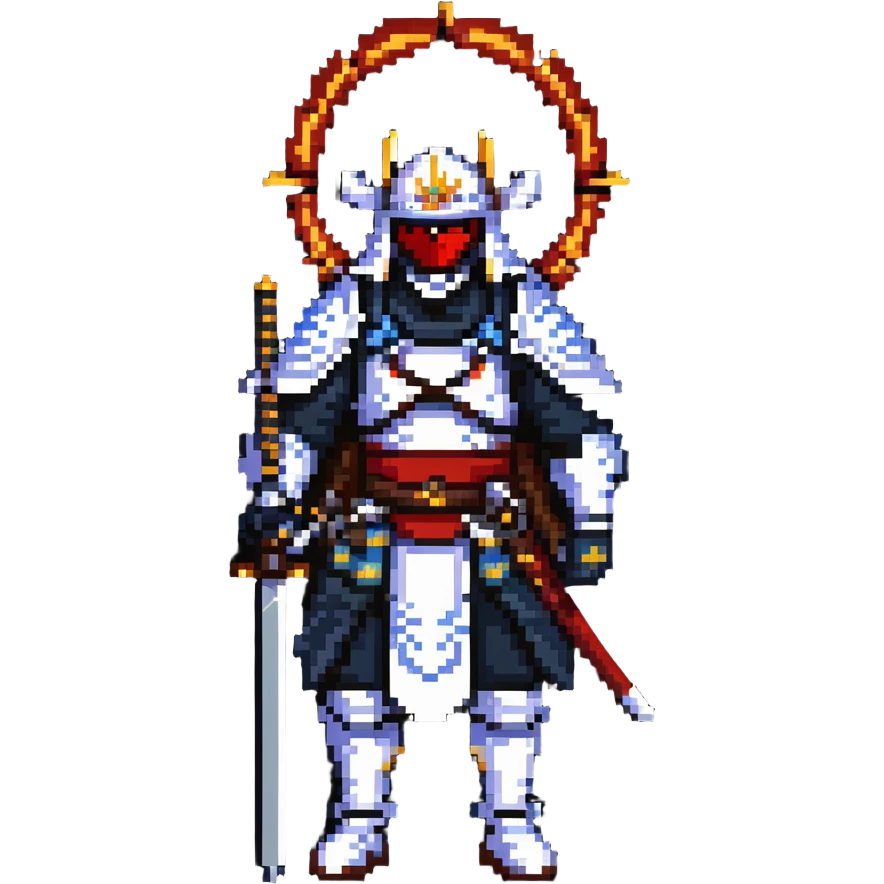 male samurai nomad with heavenly halo and traditional weapons emoji