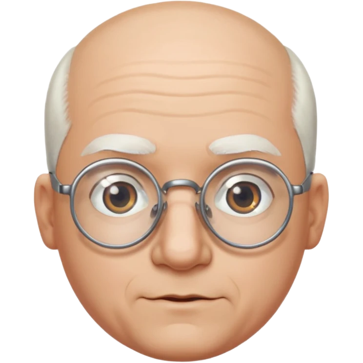 chauve cheveux blanc visage rond lunette gros sourcils emoji