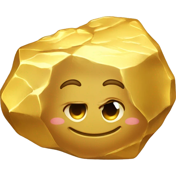 gold nugget with a cute face emoji
