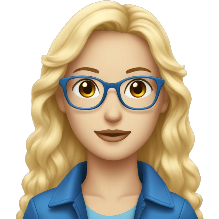 Une belle blonde au yeux bleu avec des lunettes emoji