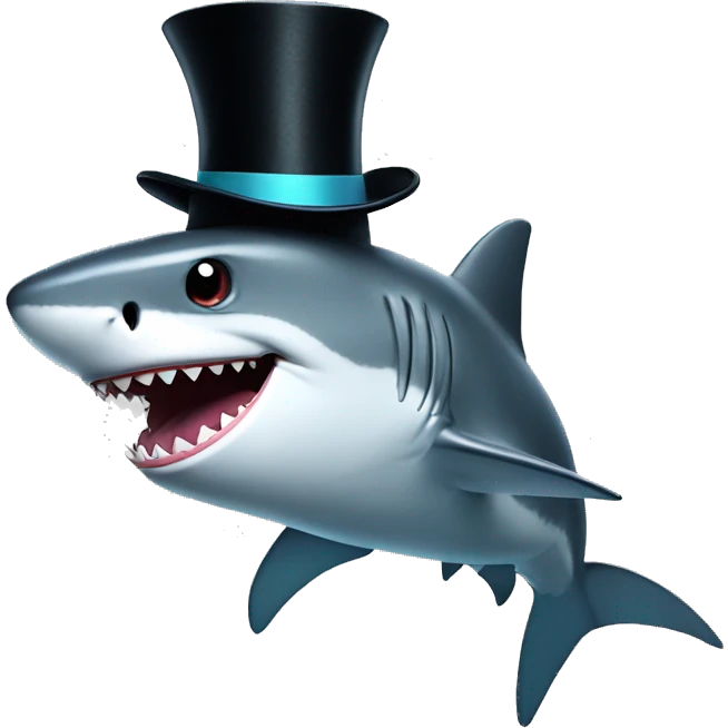 Shark with a top hat emoji