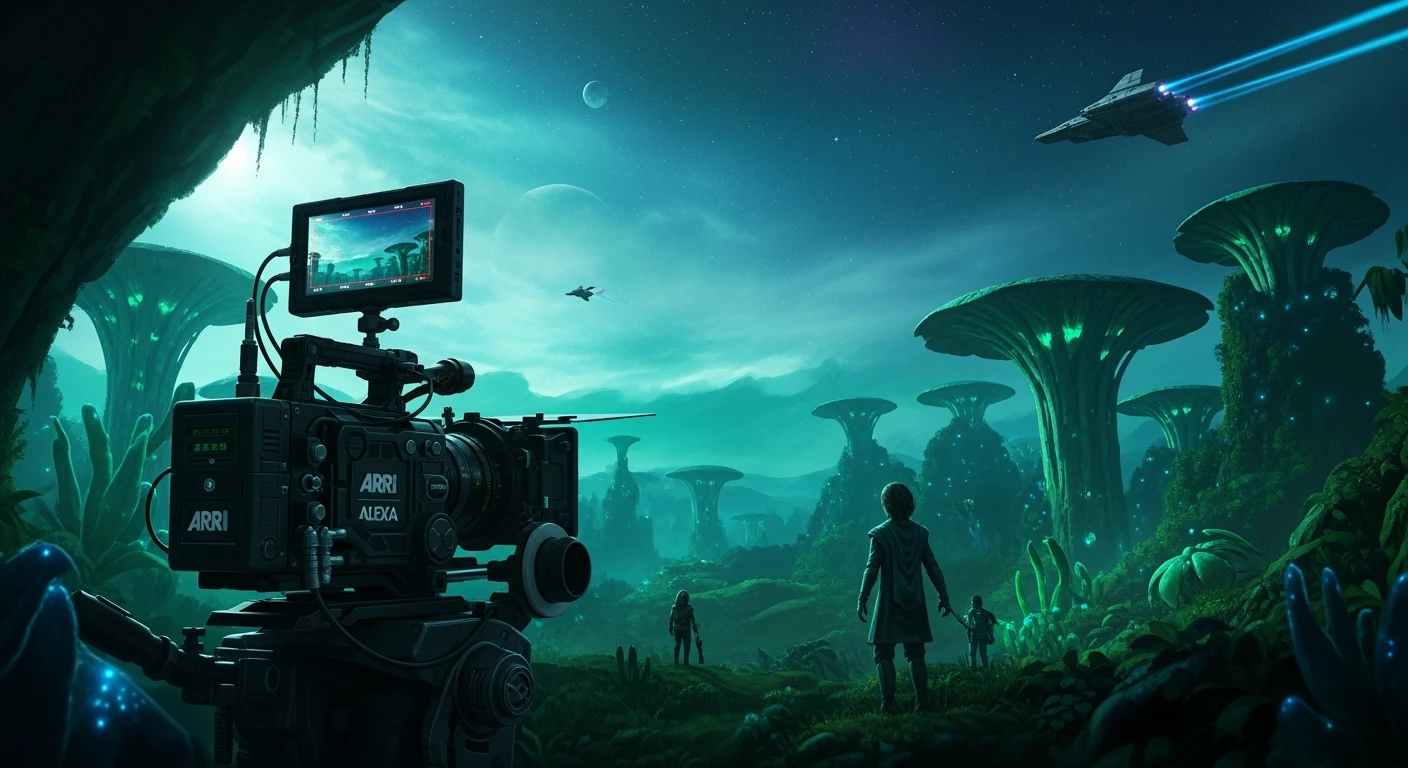 cinematic, green planet, inspired by StarWars movie, captured by arri alexa  emoji