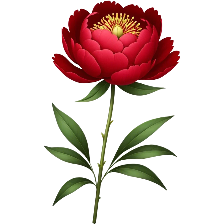 single red Peony, straight stem emoji