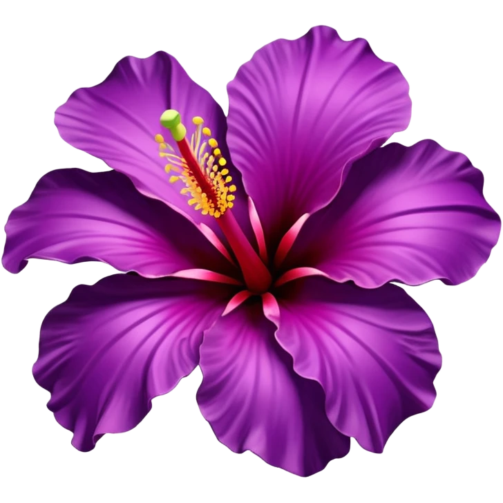 Realistic, detailed, 3D rending, Deep purple color Hibiscus HIbiscus  emoji
