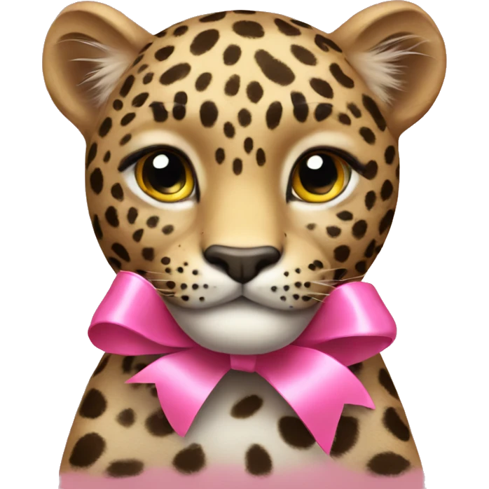 Leopard with a pink ribbon emoji