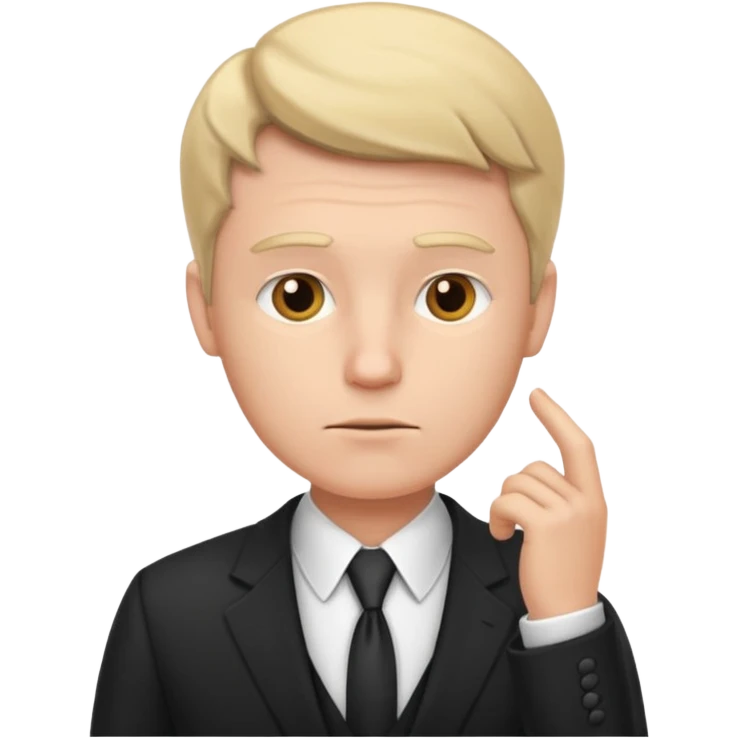white man in formal suit in thought, showing something emoji