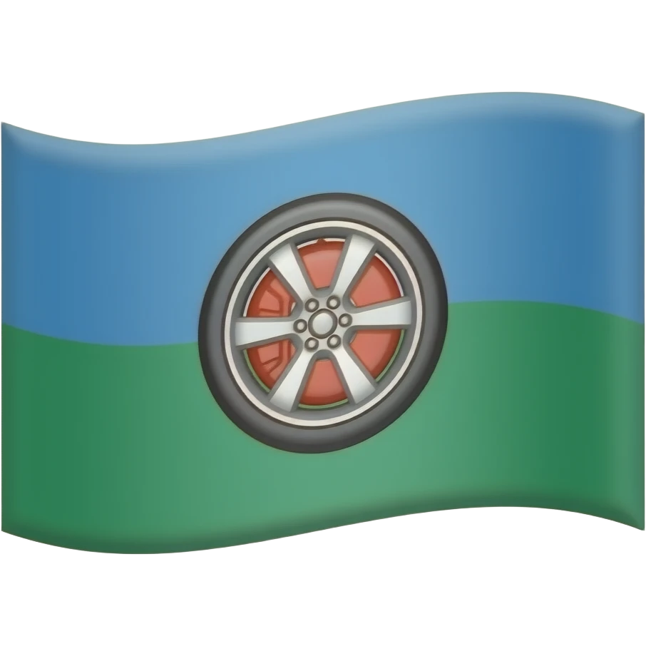 Drapeau bleu en haut vert en bas avec une roue a dix-huit rayons de roulotte rouge au centre emoji