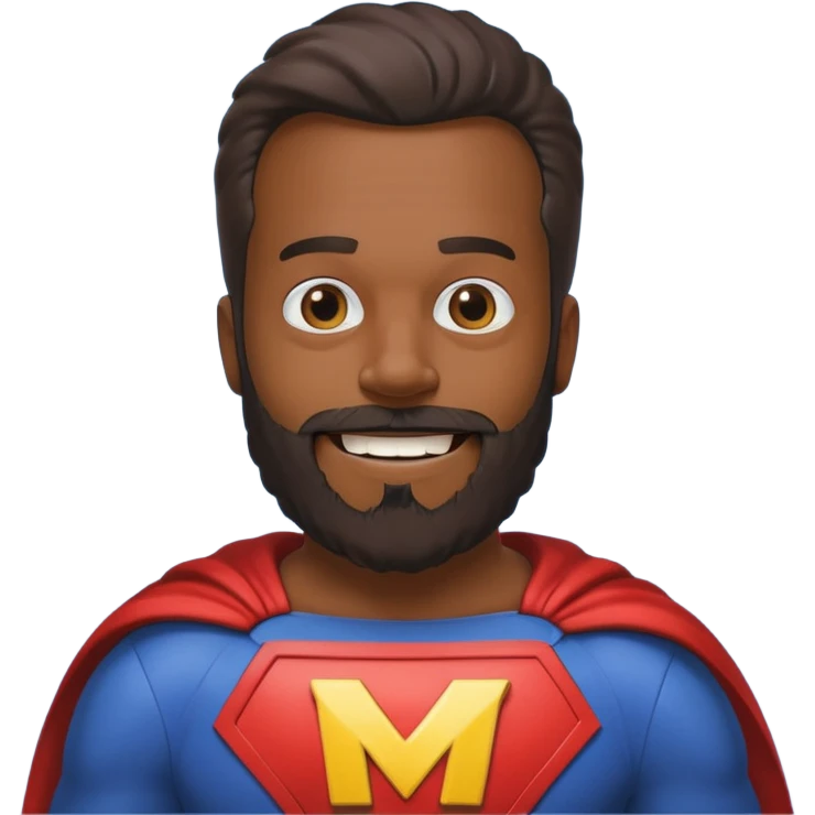 набор стандартных смайликов бородатый мужчина в костюме супер героя с буквой М  на груди веселится в стиле симсонов emoji