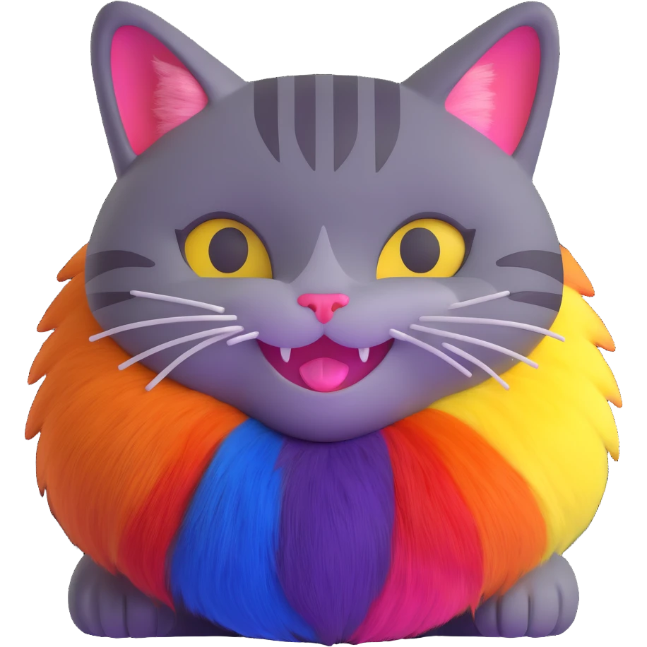 a happy cat with pride flag colors emoji