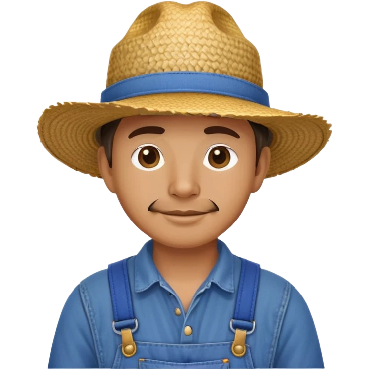 country farmer with straw hat and overalls emoji