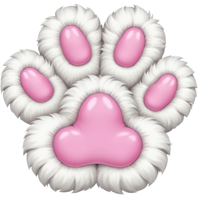 white fluffy paw, view from the top, cute, paw only, cat emoji