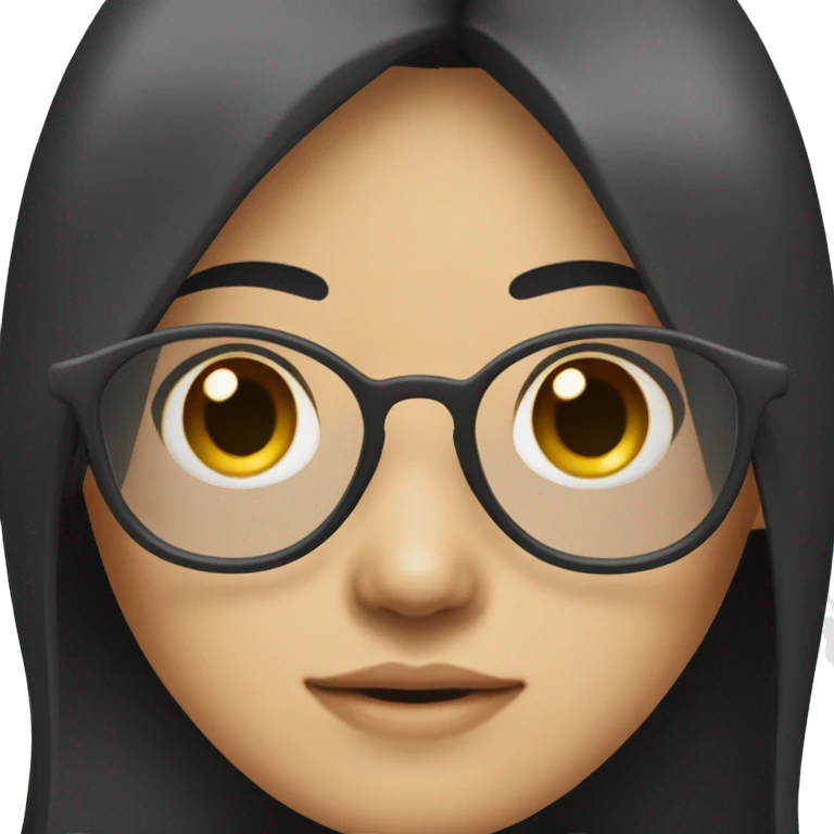 asian girl with dark hair and dark glasses emoji