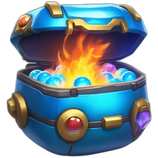 Pokemon Game LootCase Color Blue Fire Flame Rich Treasure Legendary Epic Pokeballs and Pokemons Inside this have Shiny Glow emoji