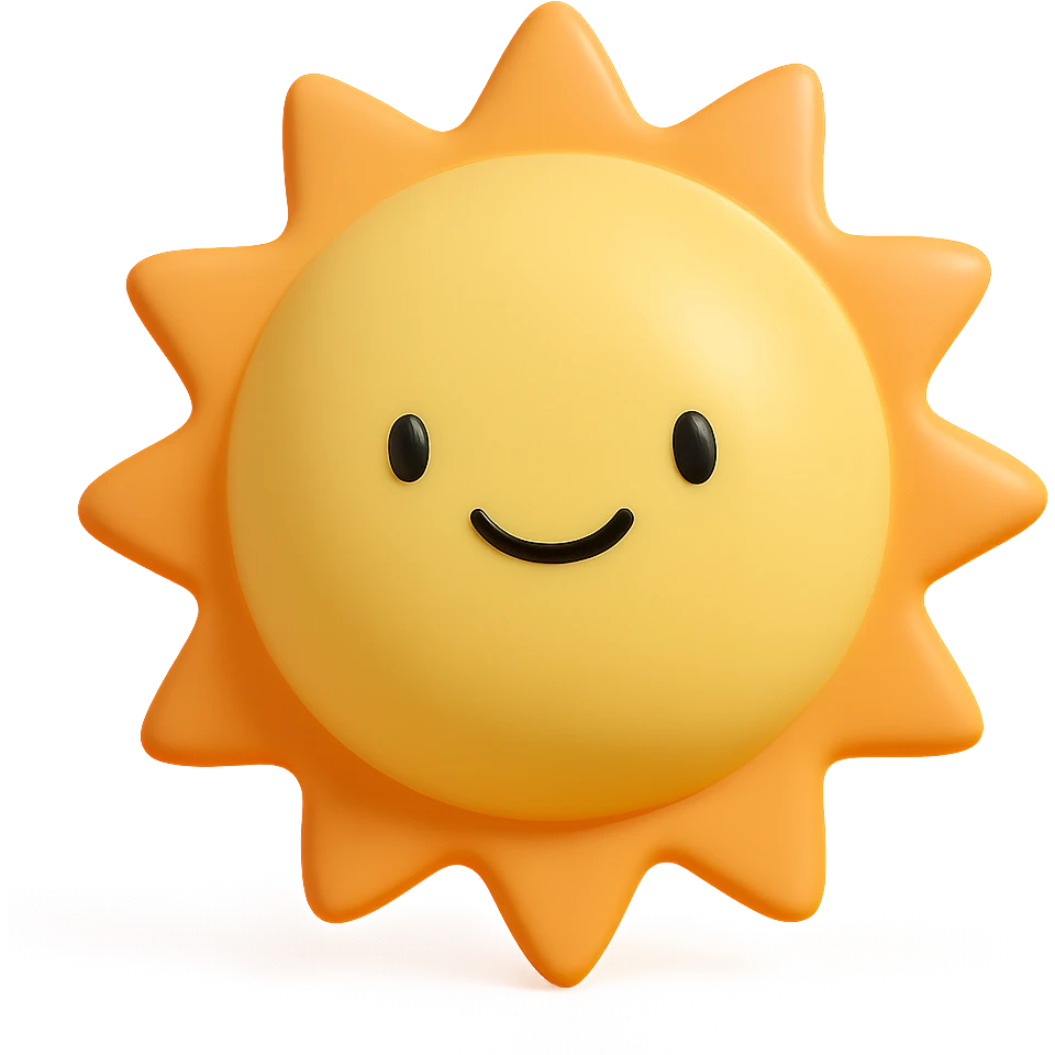 a smiling sun vinyl figure style emoji