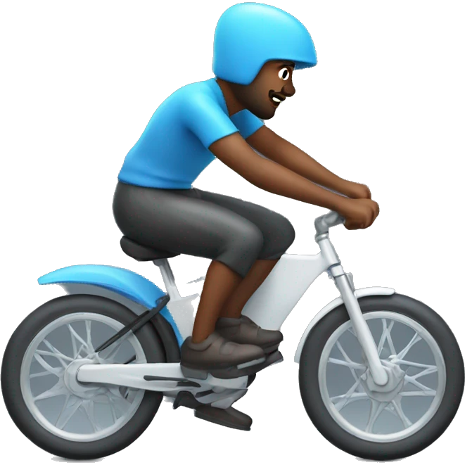 a 3d artist on a bike which supports with effort the emoji of the Small Blue Diamond emoji
