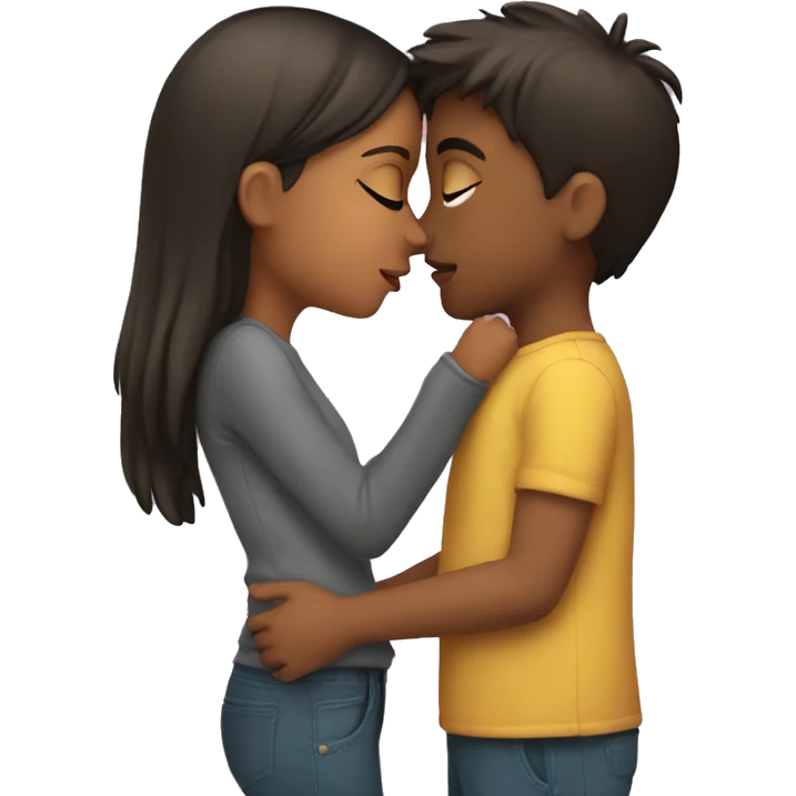 A girl kissing a boy emoji