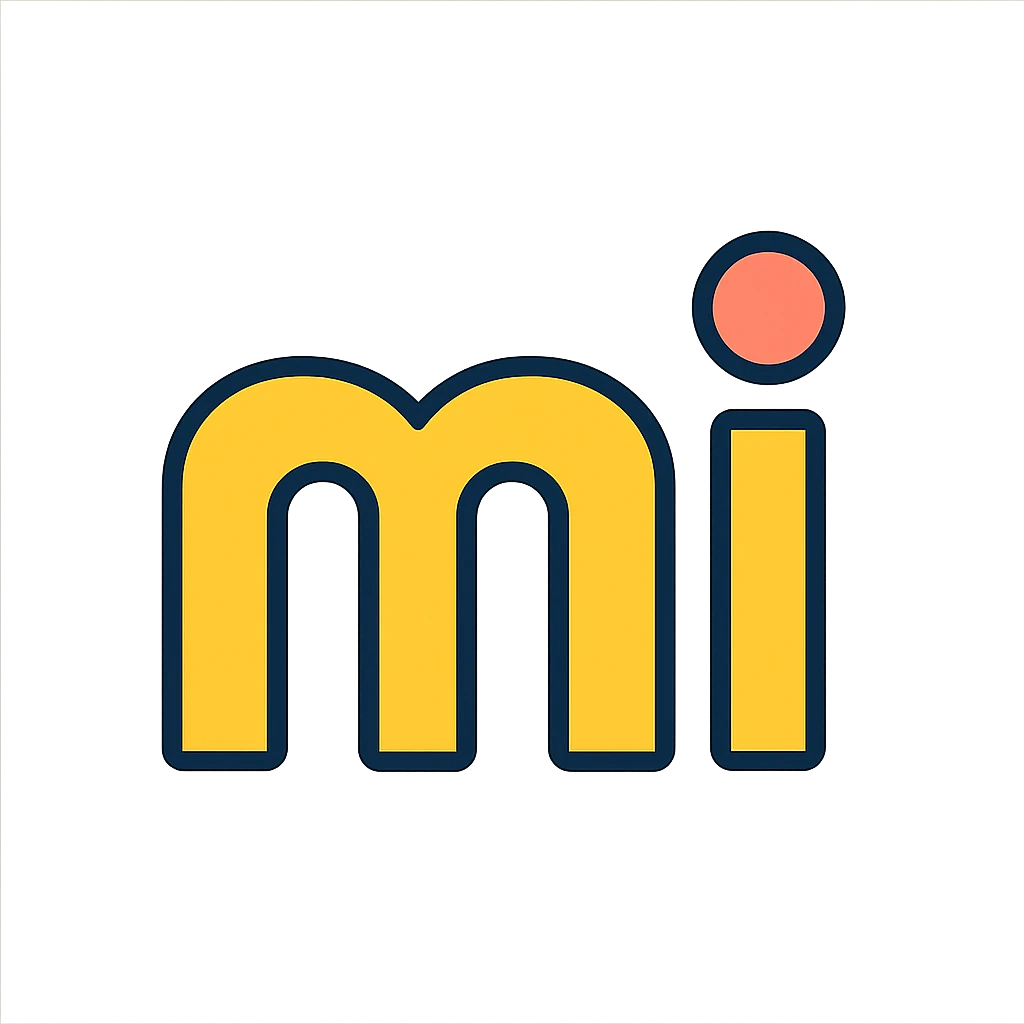the word 'Mi' in a modern icon style, clean lines, simple and bold, suitable for an app icon emoji