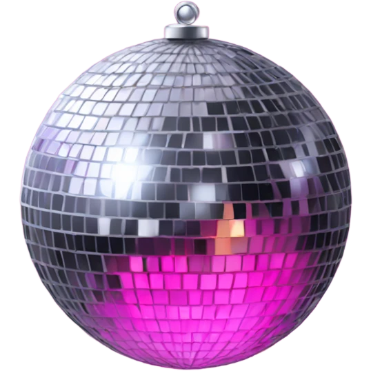 Disco ball with a pink bown emoji
