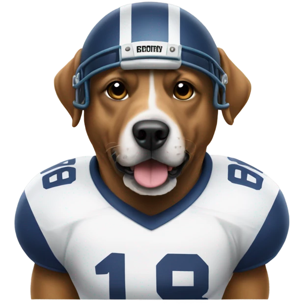 Dog wearing a football  emoji