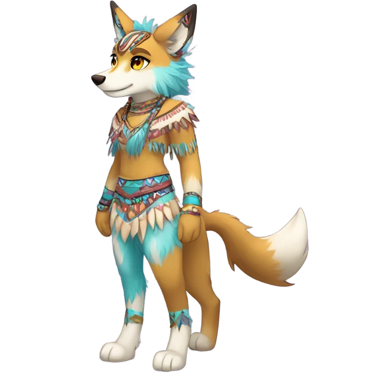 Anthro Colorful Shiny Fionbri-Falvie-sparkle-wolf-sona Furry Fursona with tribal markings full body emoji