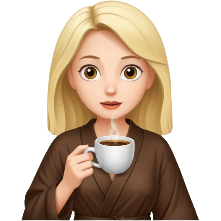 Woman drinking coffee and The edges of the eyes are wide open in the morning emoji