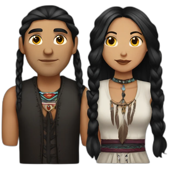 Native American husband with goth wife emoji