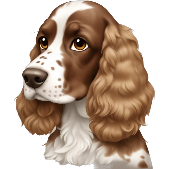 Brown with white spots working cocker spaniel emoji