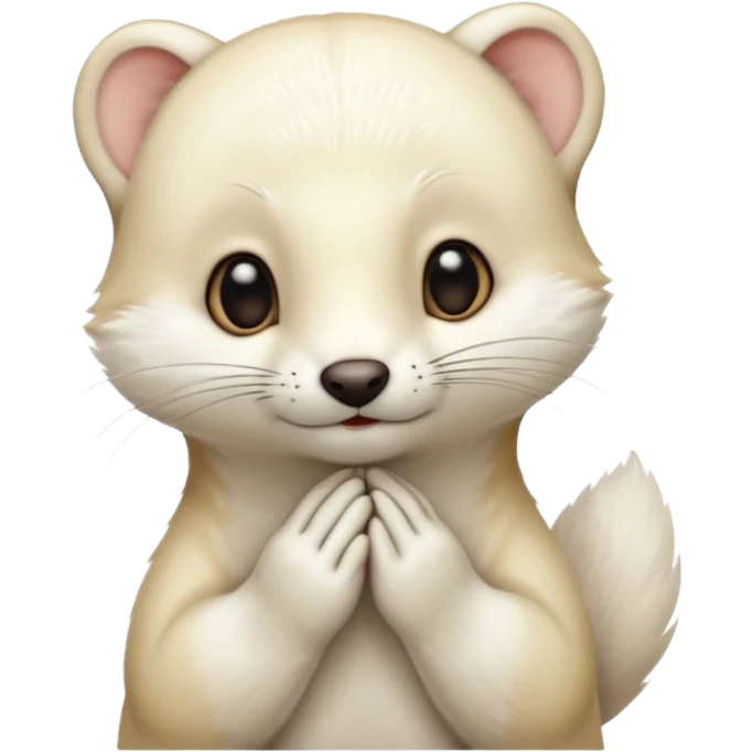 White stoat in the rubbing head with hands position  emoji