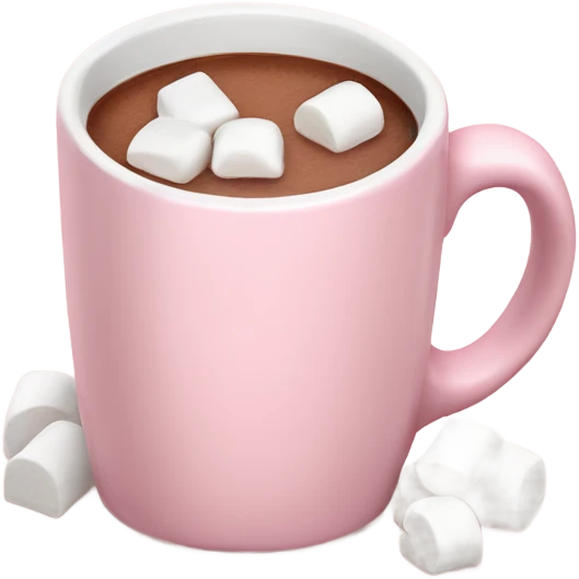 Light Pink mug of hot chocolate with marshmallows  emoji