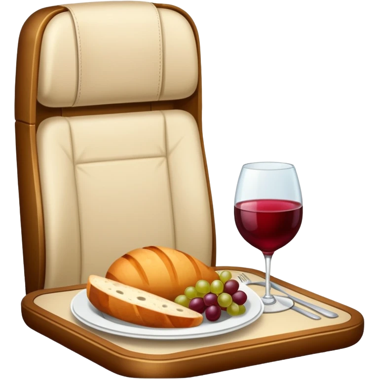 luxury plane food with wine emoji