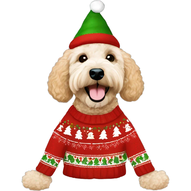 goldendoodle Elf-MrNarwald Christmas sweater emoji