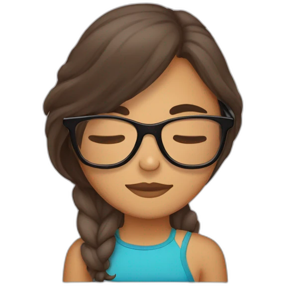Une fille brune avec des lunettes qui dormir emoji