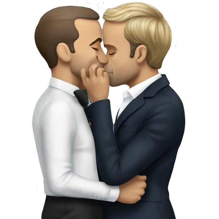 Emmanuel Macron kissing the singer Slimane emoji