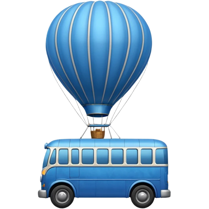 make me a high definition emoji of a Blue bus suspended by a single hot air balloon make the bus realistic and have just 1 hot air balloon emoji