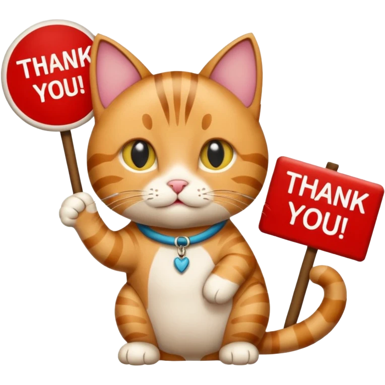 🐅 cat holding a sign that says thank you! emoji