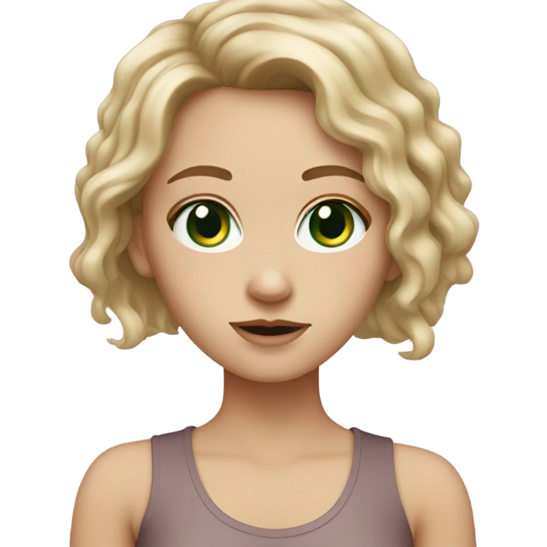 white girl with a dirty blond hair and dark green eyes  emoji