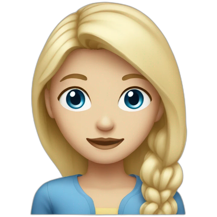 Girl with blond hair and blue eye makeblood test emoji