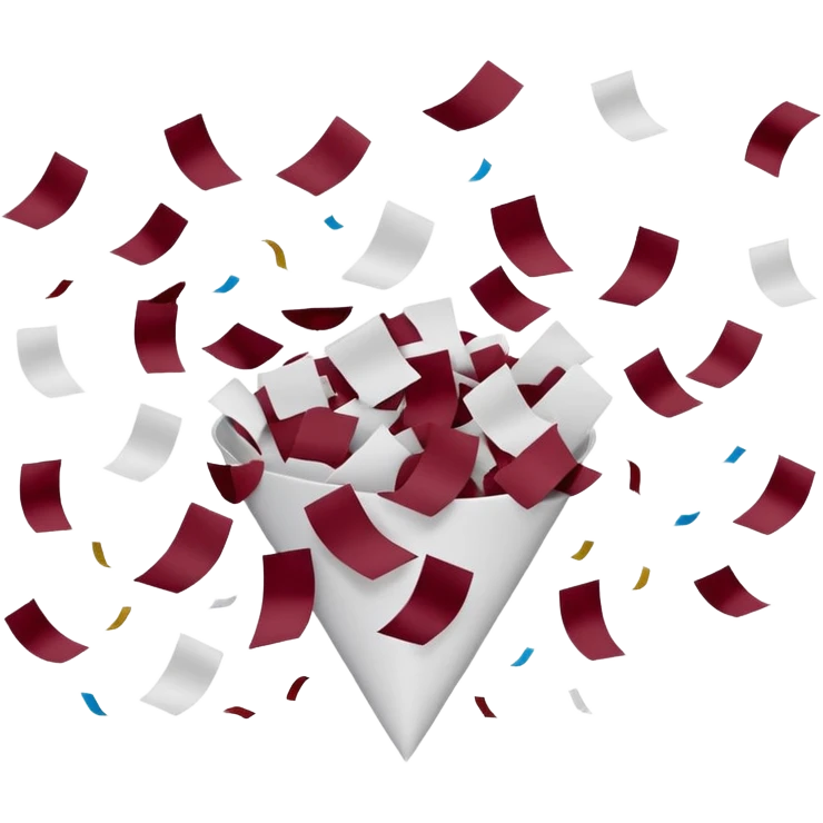 Burgundy and white confetti emoji