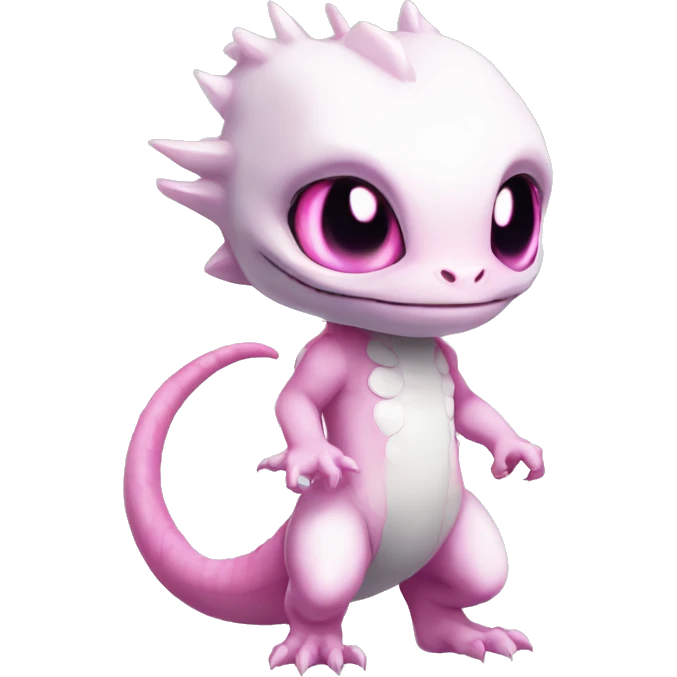 White, Chibi, White, Pink eyes, Anthro-Sona-Lizard-Alien-Fakémon, Full Body emoji