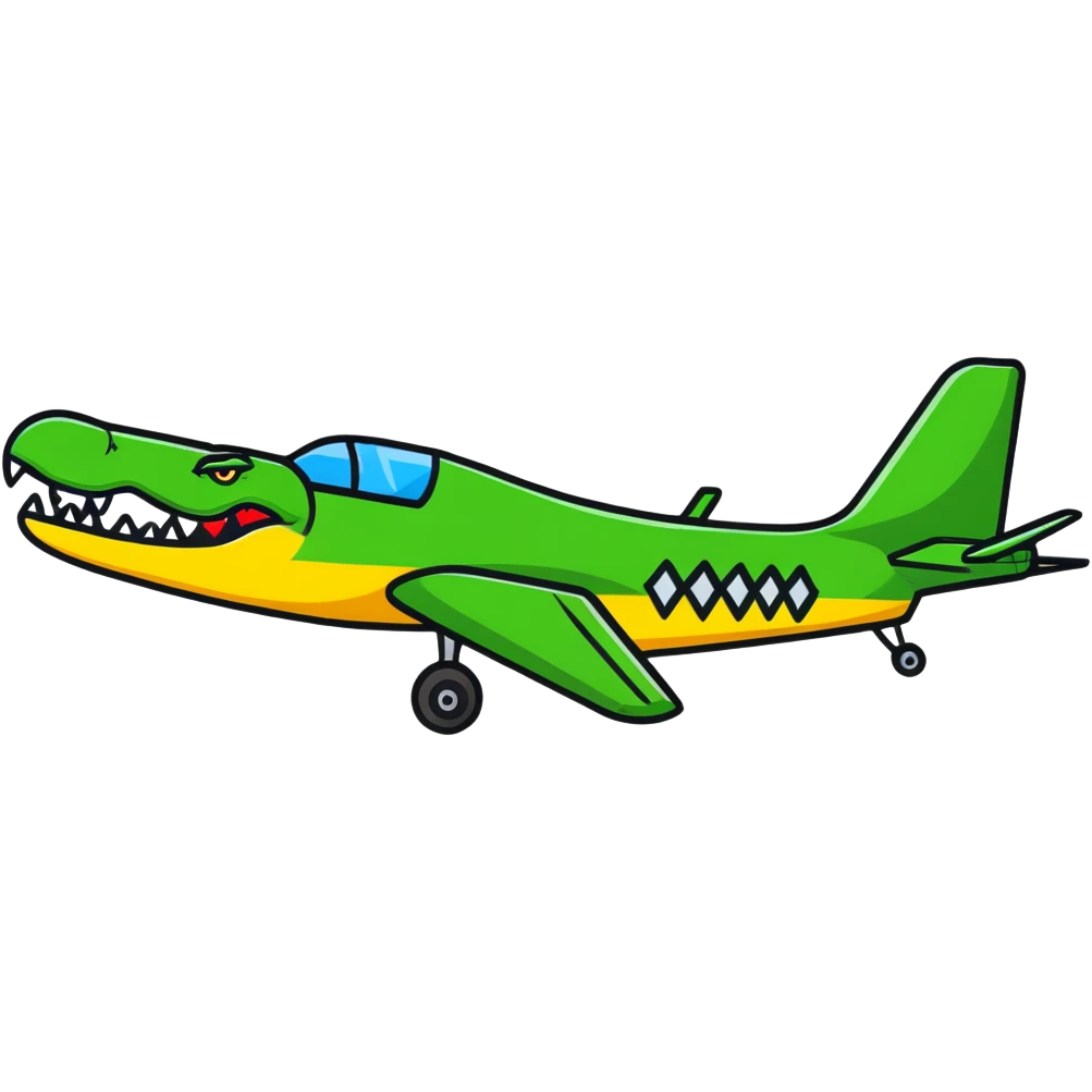 Crocodile bomber plane with sharp teeth emoji