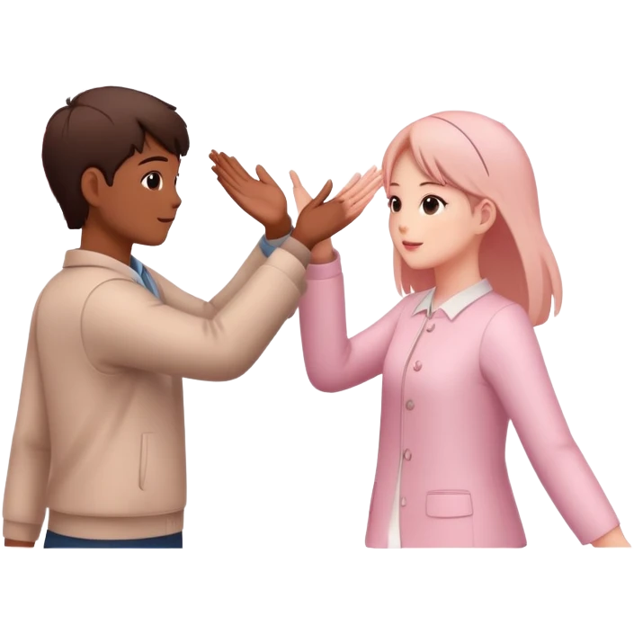 two friends reaching hands to each other surrounded by cherry blossoms emoji