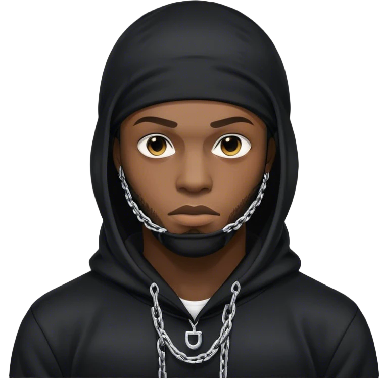 black man with a durage, balaclava and a ch emoji