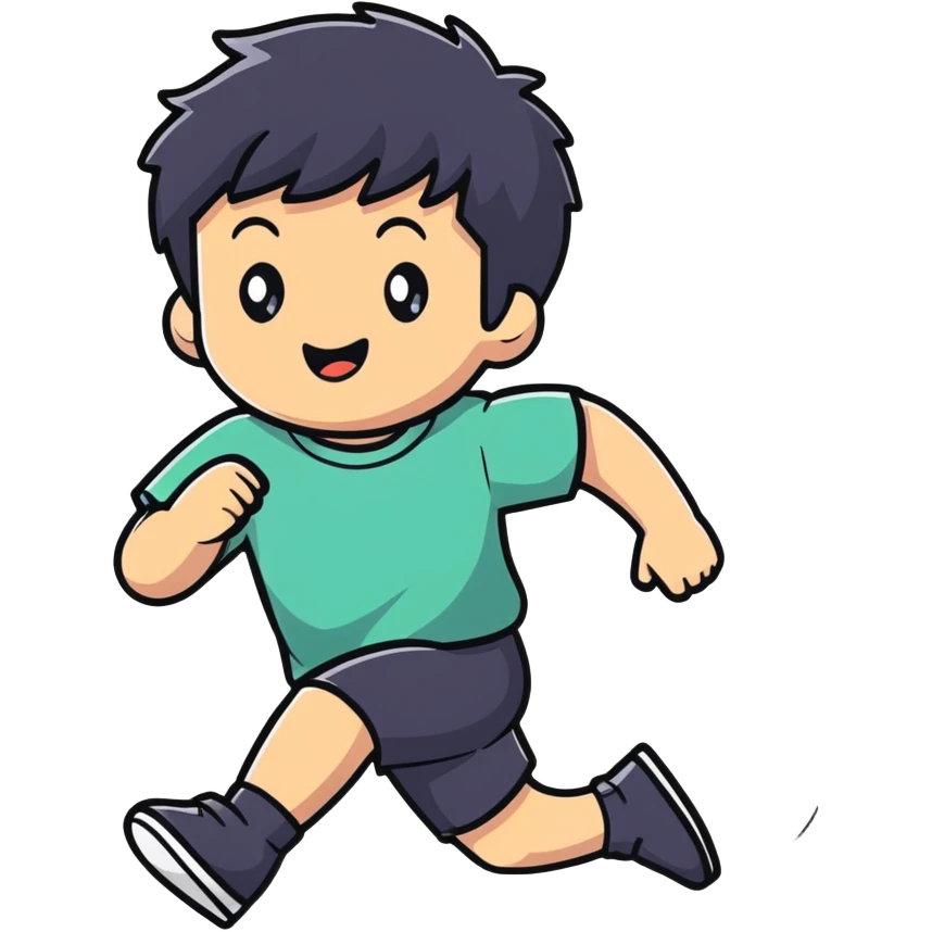 kid with black hair running emoji