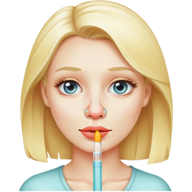 blonde woman glass stick in nose emoji